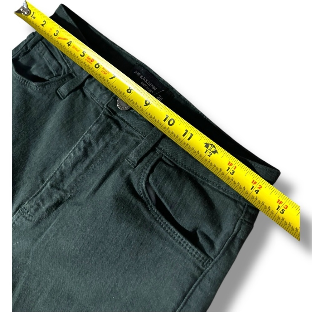 Just Black Dark Forest Green Denim High Waist Flared Slit Leg Women's 26 Jeans - Picture 10 of 13